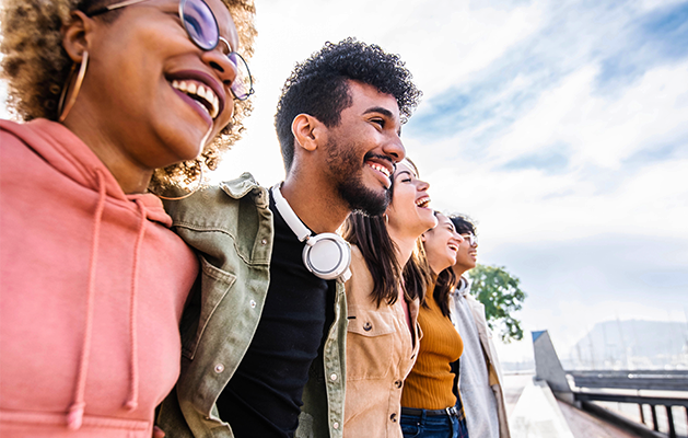 Group of young people laughing