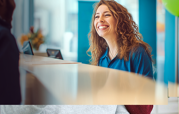 Credit union teller and member.