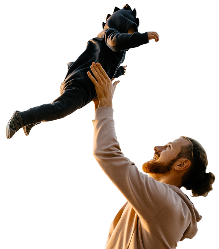 Father and son playing.