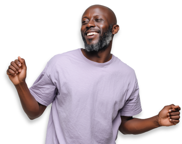 Happy man in dance mode.