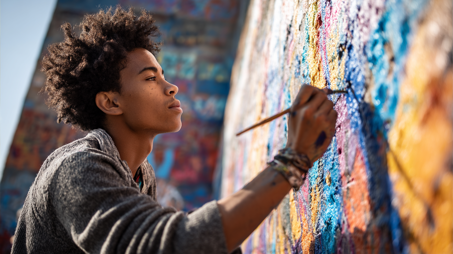 artist painting mural